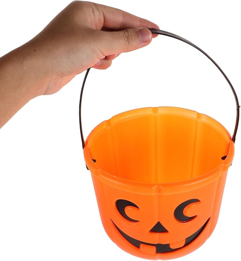 Halloween Pumpkin Candy Basket with Handle 2Pcs Orange Trick or Treat Bucket for Kids Party - Image 3